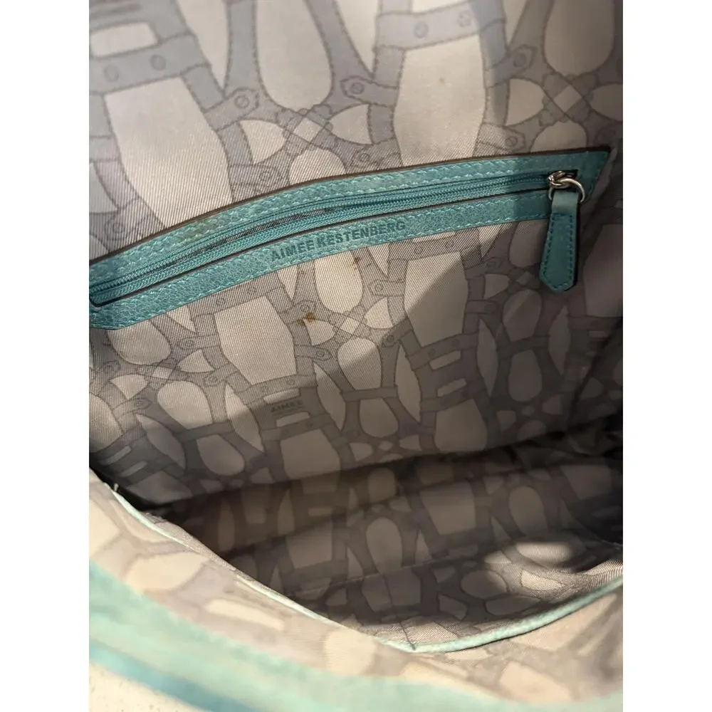 Aimee Kestenberg Bali Hobo Shoulder Bag Turquoise Leather Tassel Boho Casual